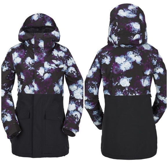 Volcom Bow Insulated GORE-TEX® Jacket Women's in Black & Purple Flora Size Small - Picture 1 of 9